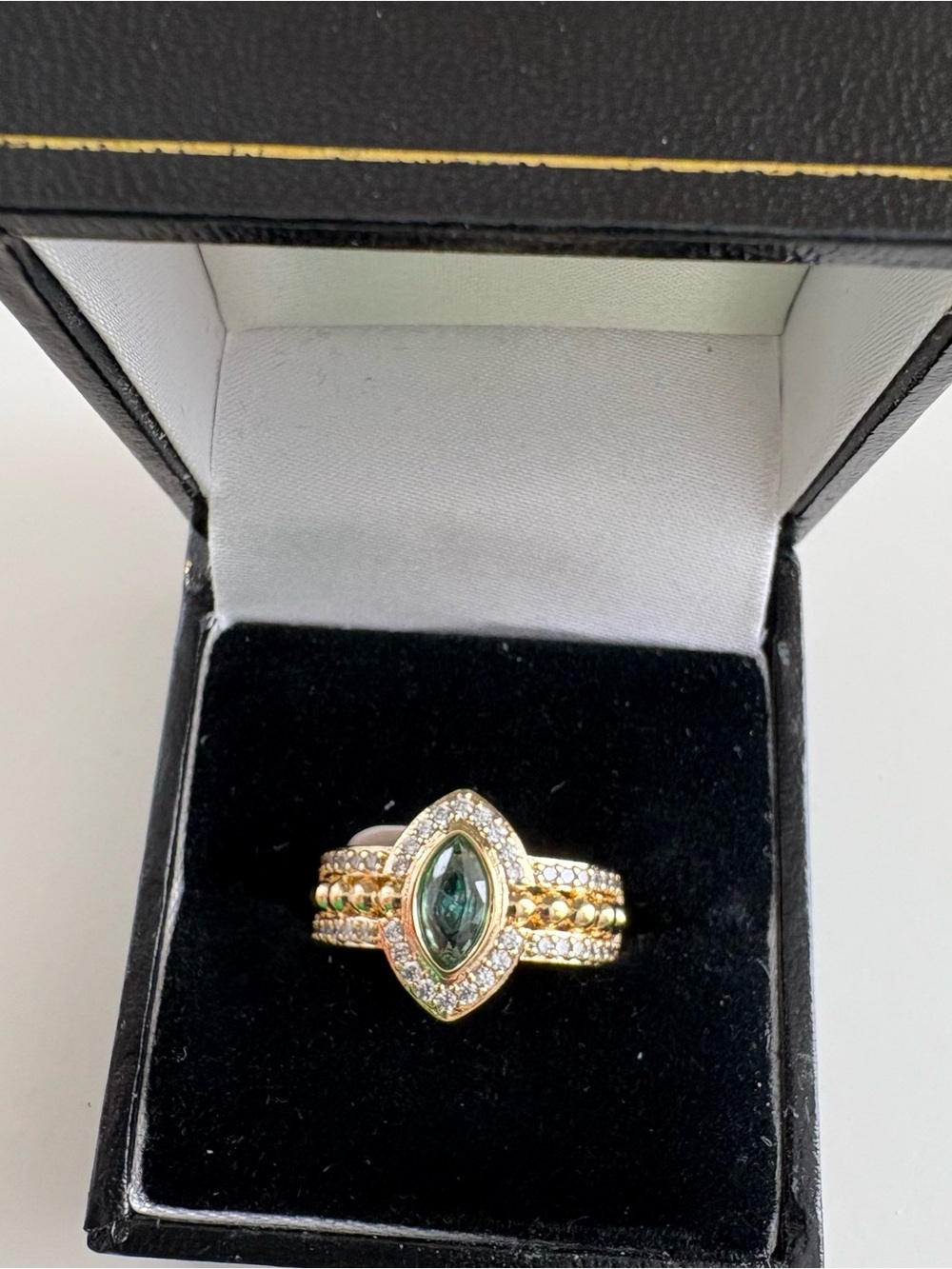 Bomb Party It’s Not Luck I’m Blessed Ring RG91383 Paraiba Tourmaline GoldPlating